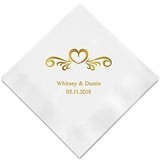 Heart Swirl Motif Foil-Printed Napkins (3 Sizes) (25 Colors)