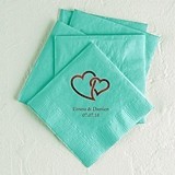 Linked Double Hearts Design Foil-Printed Napkins (3 Sizes) (25 Colors)