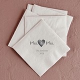 Mrs. & Mrs. Heart Design Foil-Printed Napkins (3 Sizes) (25 Colors)