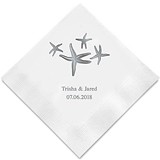 Whimsical Starfish Design Foil-Printed Napkins (3 Sizes) (25 Colors)