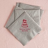 Stylized Wedding Cake Motif Foil-Printed Napkins (3 Sizes) (25 Colors)