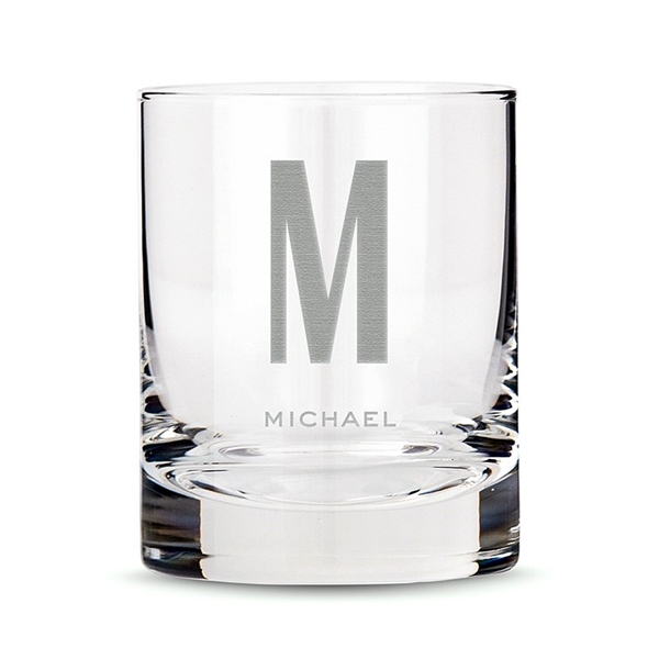 Personalized Classic Rocks Glass with Single Monogram Initial Etching