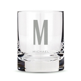Personalized Classic Rocks Glass with Single Monogram Initial Etching