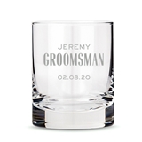 Personalized Classic Rocks Glass with Modern Groomsman Etching