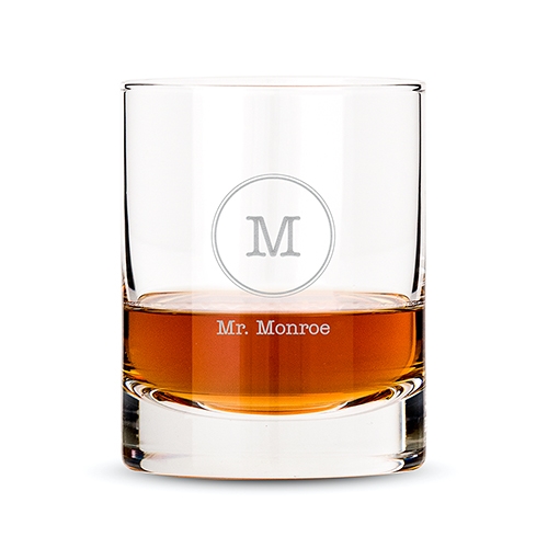 Personalized Classic Rocks Glass with Typewriter Monogram Etching