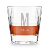 Personalized Engraved Square 8oz Whiskey Glass - Sans Serif Monogram