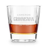 Personalized Engraved Square 8oz Whiskey Glass - Modern Groomsman