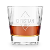 Personalized Engraved Square 8oz Whiskey Glass - Diamond Emblem