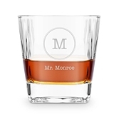 Personalized Engraved Square 8oz Whiskey Glass - Circle Monogram