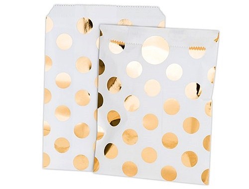Gold Foil Polka Dot Paper Treat Bags With Stickers Set Of 8 Gold Foil Polka Dot Paper Treat Bags With Stickers Set Of 8
