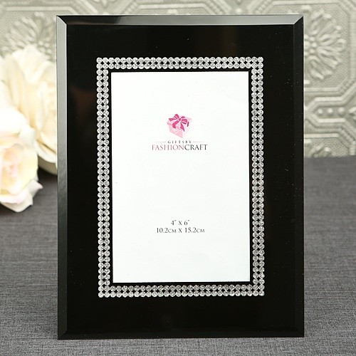 FashionCraft Beveled-Glass Black Frame with Silver Inlaid Inner Border
