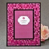 FashionCraft Fabulous Fuchsia Mosaic 4 x 6 Glass Frame w/ Black Border