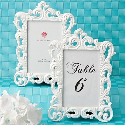 FashionCraft White Baroque Design Frame/Table Number Holder