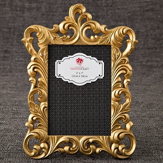 FashionCraft Gold Metallic Baroque Design Frame/Table Number Holder