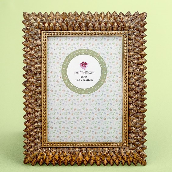 FashionCraft Brushed Gold Leaf Design 5 x 7 Frame