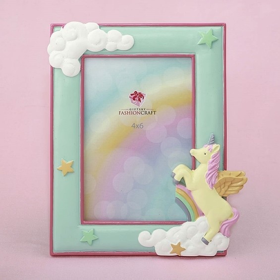 FashionCraft Magical Unicorn and Puffy White Clouds Design 4 x 6 Frame