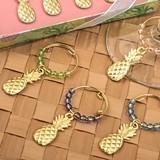 Tropical Golden-Pineapple Wine Charms with Colored Beads (Set of 4)