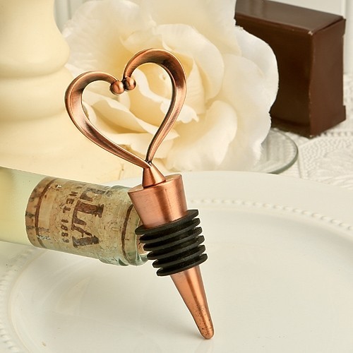 Vintage Copper-Finish "One Love, One Heart" Bottle Stopper