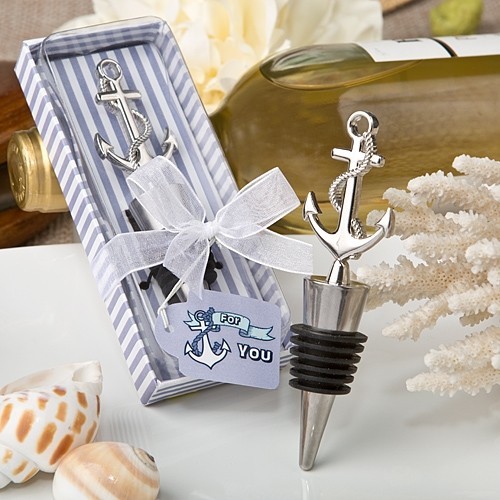FashionCraft Nautical-Themed Anchor-Topped Chrome Bottle Stopper