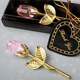 FashionCraft Choice Crystal Collection Gold-Plated Long Stem Pink Rose