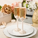 FashionCraft Vintage-Look Antiqued-Ivory Champagne Toasting Glasses