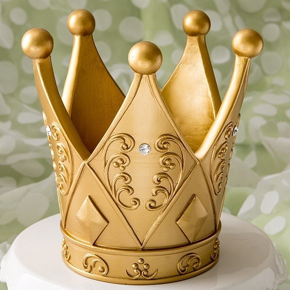FashionCraft Tall Ornate Crown-Shaped Gold-Colored Centerpiece