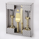 FashionCraft Gold-Colored 4-Piece Toasting Glasses and Cake Server Set