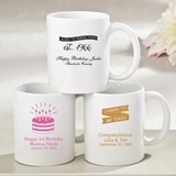 Personalized Silkscreened White Ceramic Coffee Mug (Birthday Designs)