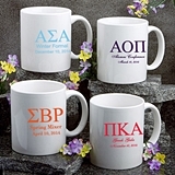 Personalized Silkscreened Greek Designs White Ceramic Coffee Mugs