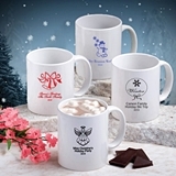 Personalized Silkscreened White Ceramic Coffee Mug (Holiday Designs)