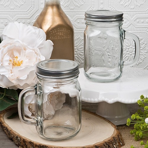 Perfectly Plain Collection 12 Ounce Mason Jar with Handle and Screwtop