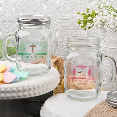 Personalized Printed Mason Jar Mug Favors