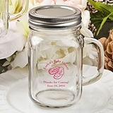 Silkscreened Personalized Baby Shower Glass Mason Jar with Screwtop