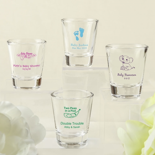 Silkscreened Collection Personalized Baby Shower Shot Glasses