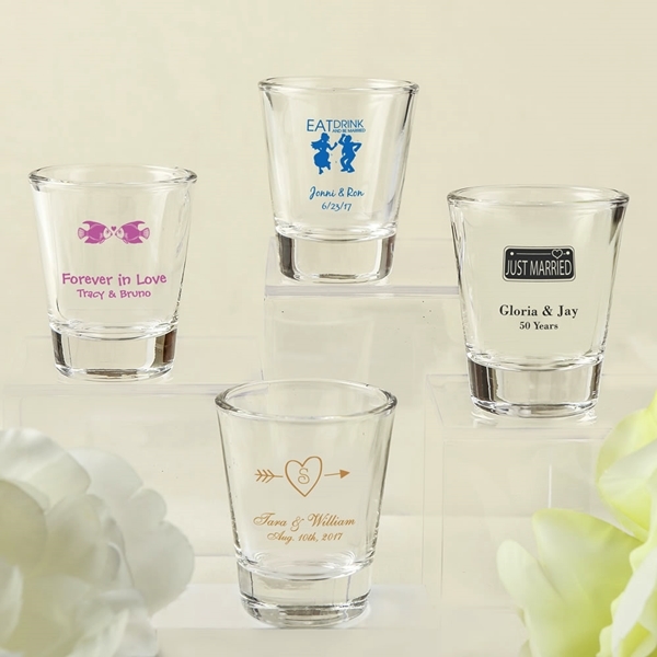 Silkscreened Collection Personalized Shot Glasses (Wedding Designs)