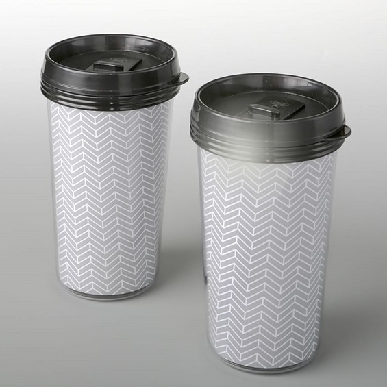 FashionCraft Double Wall Insulated Silver Chevron Pattern Coffee Cup