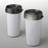 FashionCraft Double Wall Insulated Silver Chevron Pattern Coffee Cup