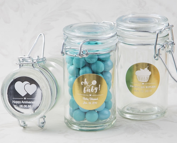 Personalized Metallics Collection Glass Apothecary Jar (Baby Shower)