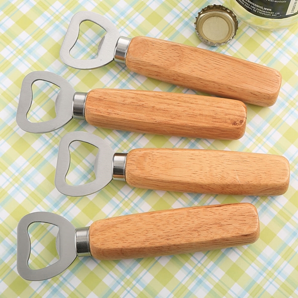 FashionCraft Blank Wood-Handled Bottle Opener with Stainless Steel Top