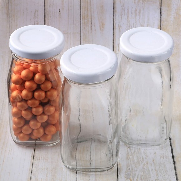Perfectly Plain Collection Medium-Size Vintage-Look Glass Milk Bottle