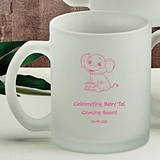 Personalized Silkscreened Baby Shower Frosted Glass Coffee Mugs