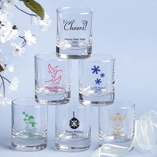 Silkscreened Collection Personalized Holiday Designs Shot Glasses