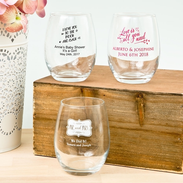 Personalized Silkscreened Expressions Collection 9 ounce Wine Glasses