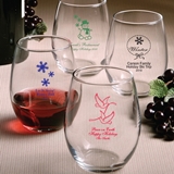 FashionCraft Personalized Holiday Designs 9oz Stemless Wine Glasses