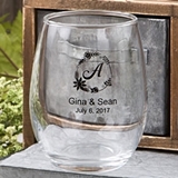 Personalized Silkscreened Monogrammed Collection 9 ounce Wine Glasses