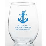 Personalized Anchor & Nautical Rope Design 15oz Stemless Wine Glass