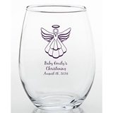 Personalized Heavenly Angel Design 15 ounce Stemless Wine Glass