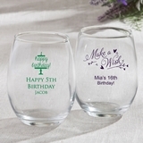 Personalized Birthday Designs 15 ounce Stemless Wine Glasses