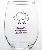 Personalized 15oz Adorable Baby Elephant Design Stemless Wine Glass
