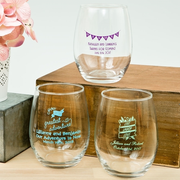 Personalized Silkscreened Expressions Collection 15 ounce Wine Glasses